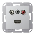 JUNG - Multimedia-Anschlusssystem Cinch Audio/Miniklinke 3,5mm/HDMI, aluminium