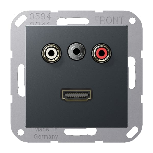 JUNG - Multimedia-Anschlusssystem Cinch Audio/Miniklinke 3,5mm/HDMI, anthrazit