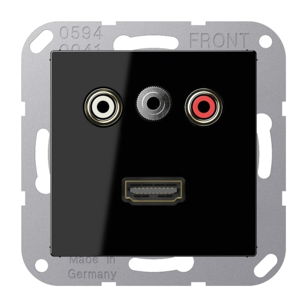 JUNG - Multimedia-Anschlusssystem Cinch Audio/Miniklinke 3,5mm/HDMI, schwarz
