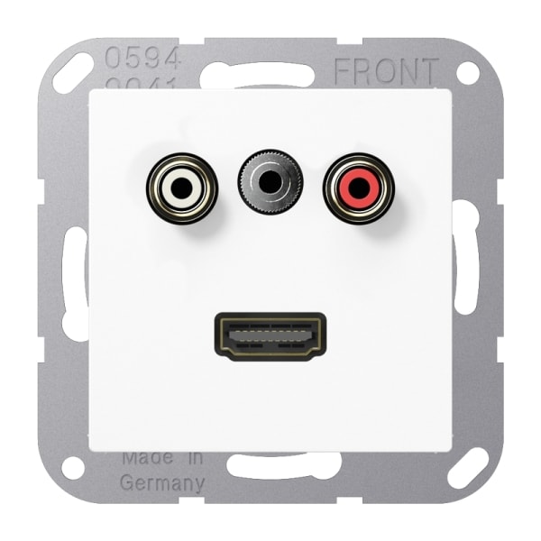 JUNG - Multimedia-Anschlusssystem Cinch Audio / Miniklinke 3,5mm / HDMI, Serie AS/A,
