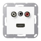 JUNG - Multimedia-Anschlusssystem Cinch Audio / Miniklinke 3,5mm / HDMI, Serie AS/A,