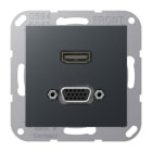 JUNG - Multimedia-Anschlusssystem HDMI / VGA, Serie A, anthrazit matt