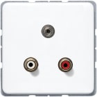 JUNG - Multimedia-Anschlusssystem Cinch Audio / Miniklinke 3,5mm, Serie CD, alpinweiss