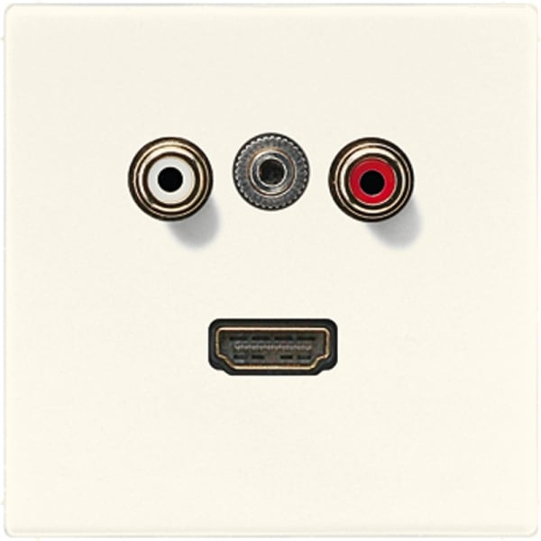JUNG - Multimedia-Anschlusssystem Cinch Audio / Miniklinke 3,5mm / HDMI, weiss