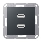 JUNG - Multimedia-Anschlusssystem 2 x USB 2.0, Serie A, anthrazit matt
