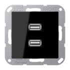 JUNG - Multimedia-Anschlusssystem 2 x USB 2.0, Serie A, schwarz