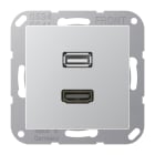 JUNG - Multimedia-Anschlusssystem HDMI / USB 2.0, Serie A, aluminium
