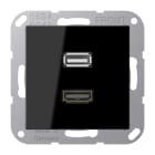JUNG - Multimedia-Anschlusssystem HDMI / USB 2.0, Serie A, schwarz