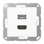 JUNG - Multimedia-Anschlusssystem HDMI / USB 2.0, Serie AS/A, alpinweiss