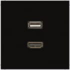 JUNG - Multimedia-Anschlusssystem HDMI / USB 2.0, Serie LS, schwarz