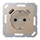 JUNG - SCHUKO Steckdose 16A 250V ~, mit USB-Ladegerät 1xTyp A + 1xTyp C, champagner