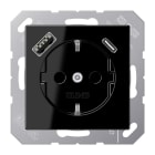 JUNG - SCHUKO Steckdose 16A 250V ~, mit USB-Ladegerät 1xTyp A + 1xTyp C, schwarz
