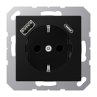 JUNG - SCHUKO Steckdose 16A 250V ~, USB-Ladegerät 1xTyp A + 1xTyp C, graphitschwarz