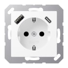 JUNG - SCHUKO Steckdose 16A 250V ~, mit USB-Ladegerät 1xTyp A + 1xTyp C, schneeweiss