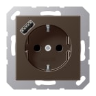 JUNG - SCHUKO Steckdose 16A 250V ~, mit USB-Ladegerät 1xTyp A, SAFETY+, Serie A, mokka
