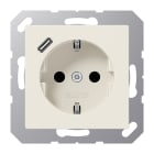 JUNG - SCHUKO Steckdose 16A 250V ~, mit USB-Ladegerät 1xTyp C, SAFETY+, Serie AS, weiss