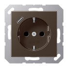 JUNG - SCHUKO Steckdose 16A 250V ~, mit USB-Ladegerät 1xTyp C, SAFETY+, Serie A, mokka