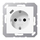 JUNG - SCHUKO Steckdose 16A 250V ~, mit USB-Ladegerät 1 x Typ C, SAFETY+, Serie AS/A,