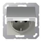 JUNG - SCHUKO Steckdose, 16A 250V ~, Schraubklemmen, o.Krallen, Klappdeckel, aluminium