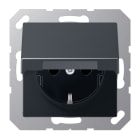 JUNG - SCHUKO Steckdose, 16A 250V ~, Schraubklemmen, o.Krallen, Klappdeckel, anthrazit