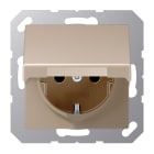 JUNG - SCHUKO Steckdose, 16A 250V ~, Schraubklemmen, o.Krallen, Klappdeckel, champagner