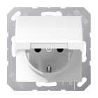 JUNG - SCHUKO Steckdose, 16A 250V ~, Schraubklemmen, Klappdeckel, Duroplast, Serie AS,
