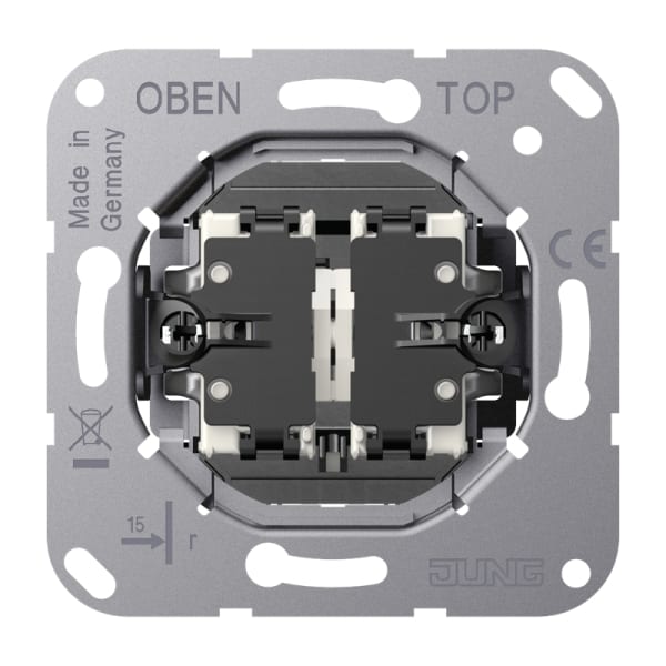 JUNG - Kipp-Kontrollschalter, 10AX 250V ~, Serien mit 2 roten LED-Lampen, ohne Krallen