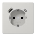 JUNG - SCHUKO Steckdose 16A 250V ~, USB-Ladegerät 1xTyp A + 1xTyp C, SAFETY+, lichtgrau
