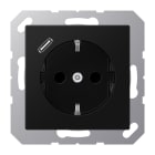 JUNG - SCHUKO Steckdose 16A 250V ~, mit USB-Ladegerät 1xTyp C, SAFETY+, graphitschwarz