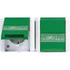 JUNG - SCHUKO-Zweifach-Steckdose, 16A 250V ~, E-Bike-Ladesymbol, Schriftfeld, Klappdeck