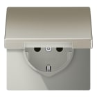 JUNG - SCHUKO Steckdose, 16 A 250V ~, Schraubklemmen, Klappdeckel, Serie LS, Edelstahl