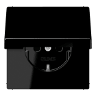 JUNG - SCHUKO Steckdose, 16A 250V ~, Schraubklemmen, Klappdeckel, Duroplast, schwarz