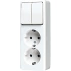 JUNG - SCHUKO-Zweifach-Steckdose 16 A 250V ~ mit Serienschalter 10 AX 250V ~, AP600,