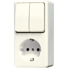 JUNG - SCHUKO-Steckdose 16 A 250V ~ mit Serienschalter 10AX 250V ~, AP 600, weiss