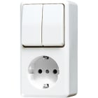 JUNG - SCHUKO-Steckdose 16 A 250V ~ mit Serienschalter 10AX 250V ~, AP 600, alpinweiss