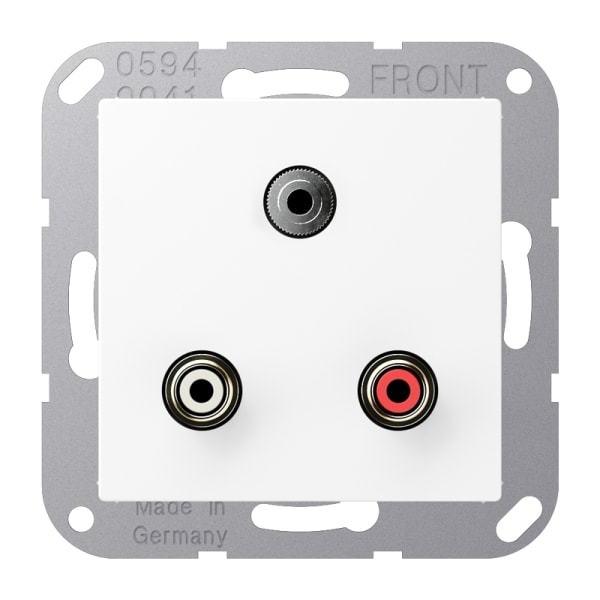 JUNG - Multimedia-Anschlusssystem Cinch Audio/Miniklinke 3,5mm, schneeweiss