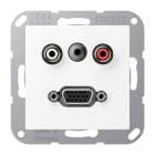 JUNG - Multimedia-Anschlusssystem Cinch Audio/Miniklinke 3,5mm/VGA, schneeweiss