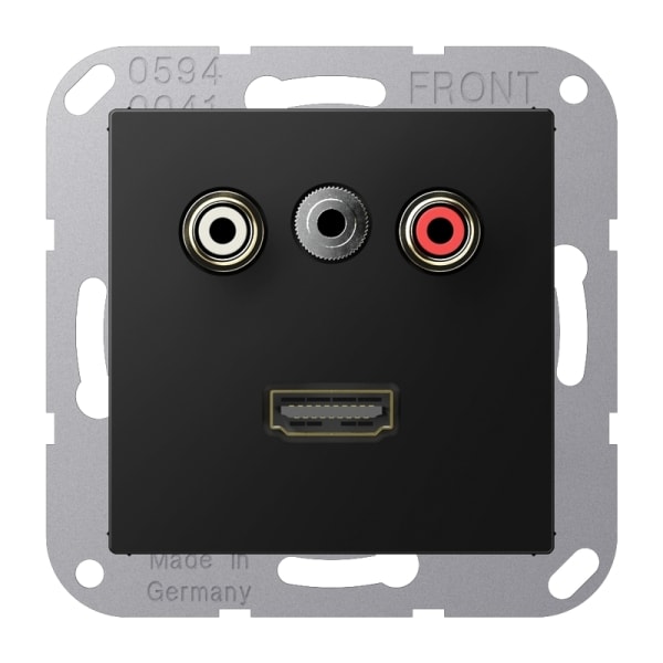 JUNG - Multimedia-Anschlusssystem Cinch Audio/Miniklinke 3,5mm/HDMI, graphitschwarz
