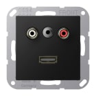 JUNG - Multimedia-Anschlusssystem Cinch Audio/Miniklinke 3,5mm/HDMI, graphitschwarz