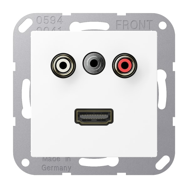 JUNG - Multimedia-Anschlusssystem Cinch Audio/Miniklinke 3,5mm/HDMI, schneeweiss