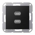 JUNG - Multimedia-Anschlusssystem 2 x USB 2.0, Serie A, graphitschwarz matt