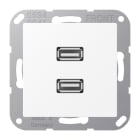 JUNG - Multimedia-Anschlusssystem 2 x USB 2.0, Serie A, schneeweiss matt