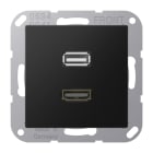 JUNG - Multimedia-Anschlusssystem HDMI / USB 2.0, Serie A, graphitschwarz matt
