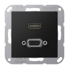 JUNG - Multimedia-Anschlusssystem HDMI / VGA, Serie A, graphitschwarz matt