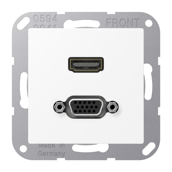 JUNG - Multimedia-Anschlusssystem HDMI / VGA, Serie A, schneeweiss matt
