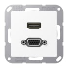 JUNG - Multimedia-Anschlusssystem HDMI / VGA, Serie A, schneeweiss matt
