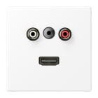 JUNG - Multimedia-Anschlusssystem Cinch Audio/Miniklinke 3,5mm/HDMI, schneeweiss