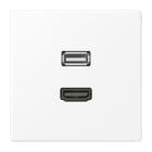 JUNG - Multimedia-Anschlusssystem HDMI / USB 2.0, Serie LS, schneeweiss matt