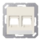 JUNG - Abdeckung für Modular-Jack-Steckbuchsen 2fach,Schriftfeld, Serie AS, weiß