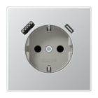 JUNG - SCHUKO Steckdose 16 A 250 V ~, USB 1 x Typ A + 1 x Typ CSAFETY+, Aluminium